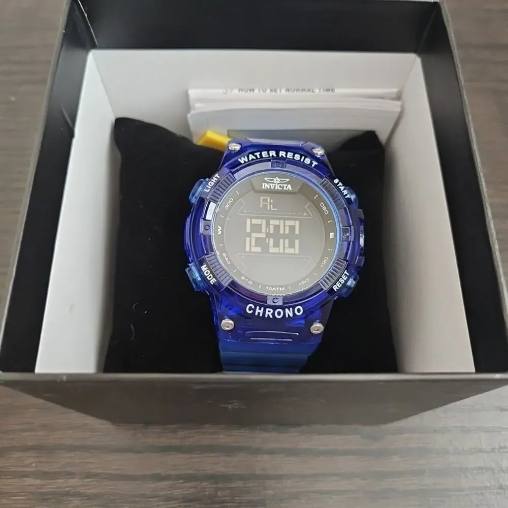 Mens Watch Invicta Racing Chrono Digital Dial Blue Case Strap 49048